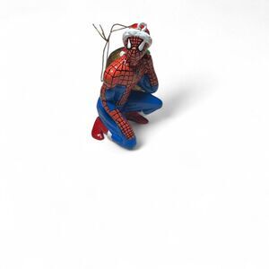 VTG 2002 Marvel Spiderman Christmas Ornament Santa Hat & Sack Holiday Superhero